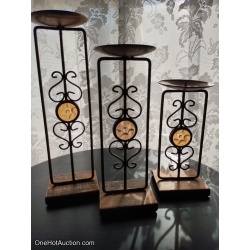 3-PC Metal Candle Holders