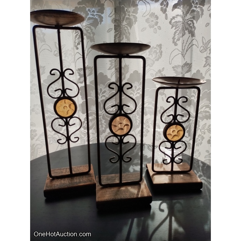 3-PC Metal Candle Holders