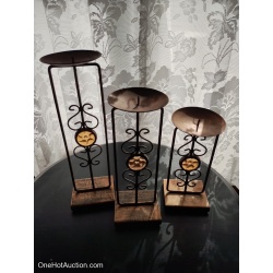 3-PC Metal Candle Holders