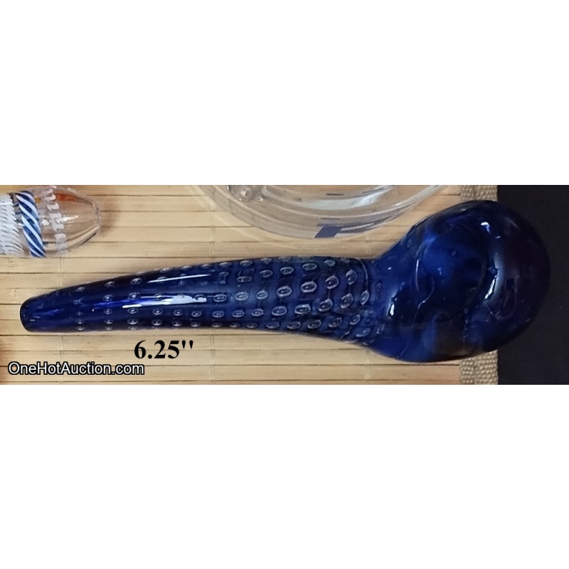 6.25 inch Blue Glass Sherlock Pipe