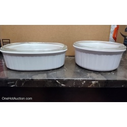 Set of White Corningware Baking Dishes