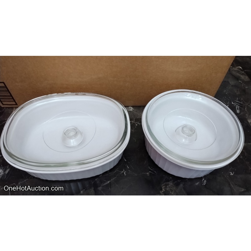 Set of White Corningware Baking Dishes