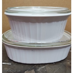 Set of White Corningware Baking Dishes