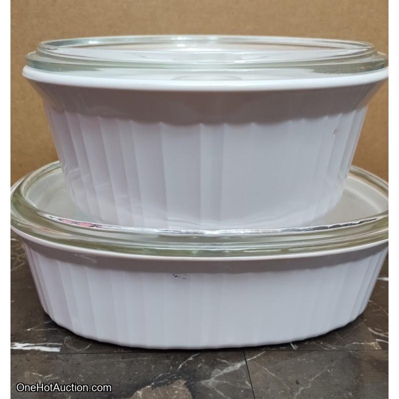 Set of White Corningware Baking Dishes